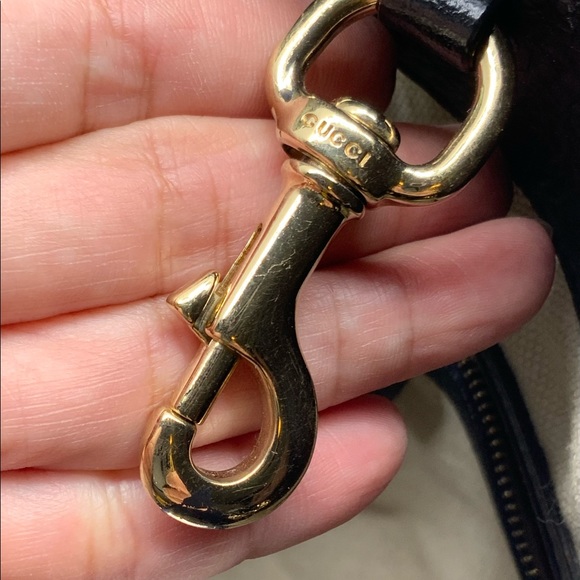 Auth GUCCI Tote Bag Soho Chain GG Black Leather Hand Bag & Leather Flower Charm - Picture 5 of 16